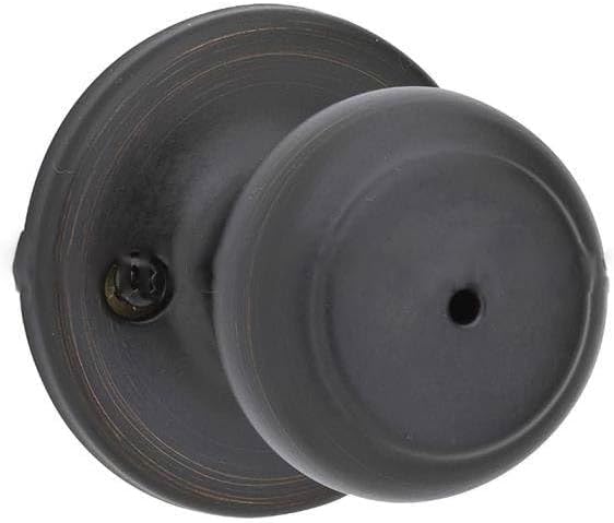 Kwikset Cove Interior Privacy Door Knob with Lock, Door Handle For Bathroom and Bedroom, Venetian Bronze Keyless Turn Lock Doorknob