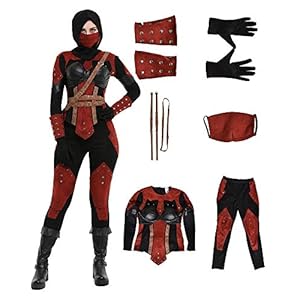 miccostumes Women’s Dark Assassin Costume Female Cosplay Set with Hood (L, Red)