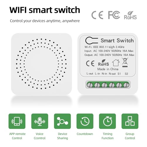 Image of Heavy Duty WiFi Smart Timer Switch 16A | Geyser Water Heater Control | Voice Alexa Google Home | Energy Saving Auto Schedule | cool smart home devices