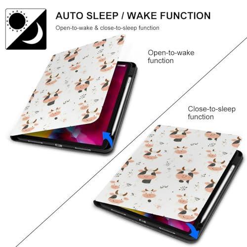 Coque iPad Pro 11 fine à imprimé vache mignon avec support pliable complet - 2