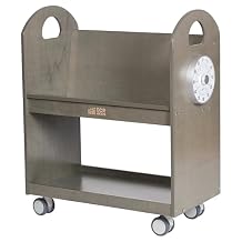 ECR4Kids Mobile Book Cart with Countdown Timer and Storage, Childrens Furniture, Grey Wash