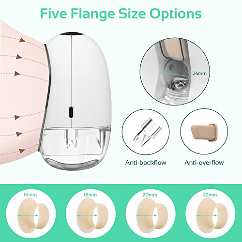 FITCONN Wearable Breast Pump Hands Free Breast Pump with LED Display, Portable Electric Double Breast Pump with 4 Modes & 9 Levels Power & Memory Function, Adjustable Flange - Thumbnail 5