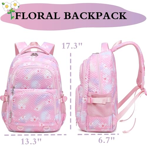 Image of Leaper Stylish Floral Travel Backpack for Women Laptop Backpack Water-Resistant Bookbags College Bags Fits 15.6 Inch Laptop Black
