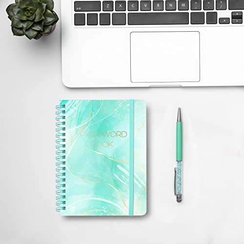 Password Book With Alphabetical Tabs - Spiral Password Notebook For Internet & Computer Login, Recording Website, Usernames, Passwords. Password Keeper For Home Or Office, 5.1 X 6.9 In-Blue #TOP5