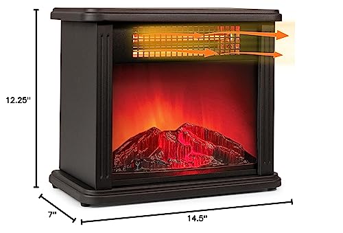 Comfort Zone Czfp20M 350/700-Watt Mini Electric Fireplace Heater With 3D Simulated Ember Flame, Built-In Handle, Stay-Cool Body, Overheat Protection, And Safety Tip-Over Switch #TOP7