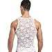 DKEGIFF Men Lace Shirt See Through Tank Top Sleeveless Fishnet Sheer Underwear Sissy Lingerie for Crossdressers White
