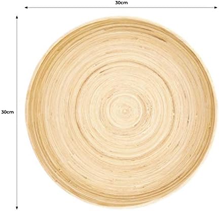 Dehaus® Large 30cm Stylish Handmade Bamboo Fruit Bowl, Wooden Salad Serving Bowl, Modern Wood Bread Basket, Big Round Bowls (Black, Grey, White, Sage)