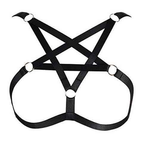 BANSSGOTH Sujetador de arnés de Pentagrama Punk para Mujer Cover