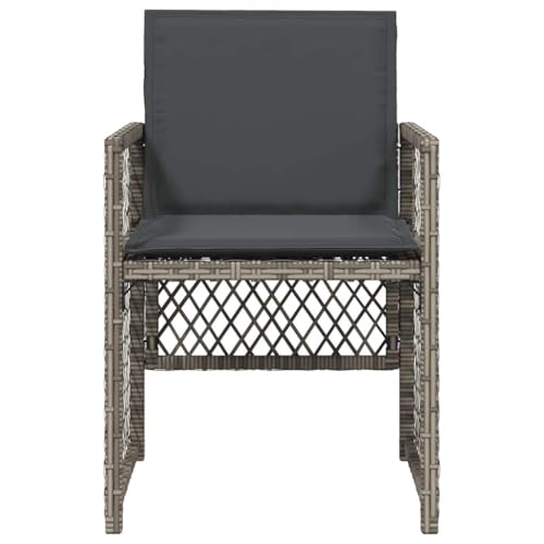 Chaise de jardin résistante aux intempéries en rotin gris avec coussin lavable - 6