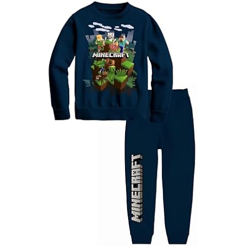 Minecraft Boys' 2-Piece Jogger Set – Lightweight Long Sleeve Sweatshirt & Pants Outfit, Youth Size Small Cover