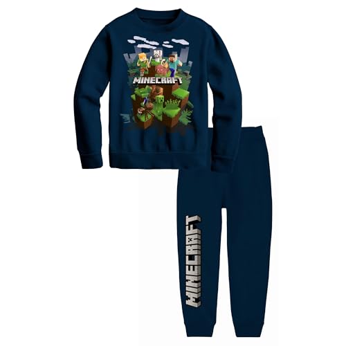 Minecraft Boys' 2-Piece Jogger Set – Lightweight Long Sleeve Sweatshirt & Pants Outfit