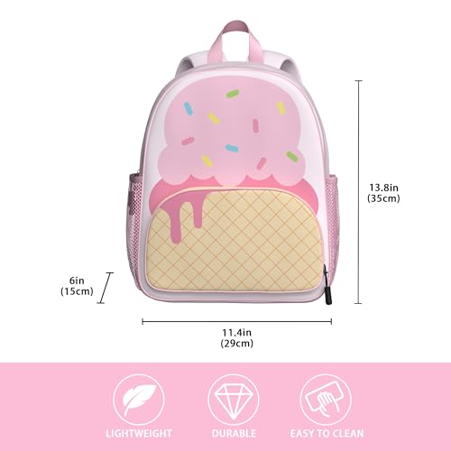 Image of Ice Cream Toddler Backpack for Little Kids Water Resistance Kindergarten Preschool Bags Children Schoolbag Cute 3D Animal Cartoon Backpacks Gifts for Baby Boys Girls