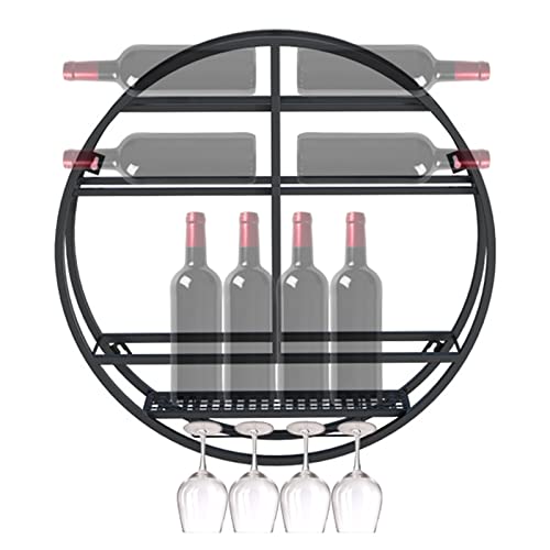pujindu Wandmontage Weinregal Schmal, Metall Edelstahl Weinregal Schwarz, 4 Etagen Weinregal Klein Weinflaschenhalter for Küche Esszimmer Hausbar, Vintage Style (Farbe : Schwarz, Größe : 60cm) Cover
