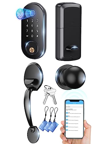 Front Door Lock Set Keyless Entry, Fingerprint Smart Deadbolt, App Electronic Keypad Door Lock With Handle, 150Pcs Code, Auto Lock, Ic Card, Smart Lock For Front Door #TOP5