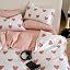 Freyamy Housse De Couette 220x240cm Blanc Rose Nœud Papillon - Parure 2 Personnes Avec 2 Taies 65x65cm