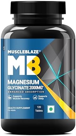 MuscleBlaze Magnesium Glycinate 2000mg (440mg Elemental Magnesium) | For Men and Women | 120 Tablets