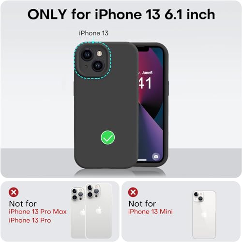 Image of Vooii Compatible with iPhone 13 Case, Liquid Silicone Upgrade [Camera Protection] [Soft Anti-Scratch Microfiber Lining] Shockproof Phone Case for iPhone 13 6.1 inch - Black