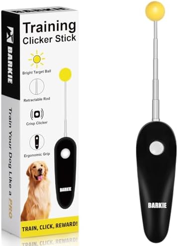 Dog Training Clicker with Target Stick – Portable & Retractable Trainer with Comfortable Handle and Bright Target Ball – Dog Agility Training Aids, Essential Tools & Equipment for Puppies, Cats & Pets