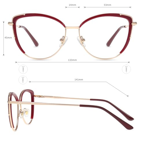 Image of Firmoo Blue Light Blocking Glasses,Anti Eye Strain Anti Headache UV Cut, Cateye Computer Reading Glasses with magnification