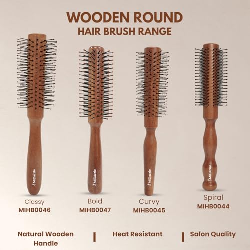 Image of Midazzle Wooden Bold Hair Brush for Women & Men | Natural Wooden Bristles Scalp Massage Comb | Anti-Static, Reduces Frizz & Hair Fall | Detangling Paddle Brush for Thick, Curly & Straight Hair (MIHB0047) (MIHB0044)