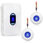 Daytech Caregiver Pager Seniors Alert Button System 500Ft Wireless Emergency Call Button for Elderly/Disabled/Nurse Call, 1 Receiver + 2 Panic Buttons