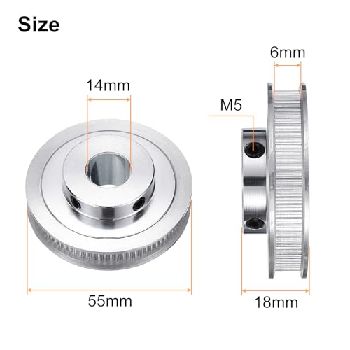 QUARKZMAN 2 Stück GT-2 Riemenscheibe Synchronrad 80 Zähne 14mm Bohrung Passend Für 6mm Breiter Riemen Aluminiumlegierung Zahnriemenscheibe Für 3D Drucker CNC Maschine