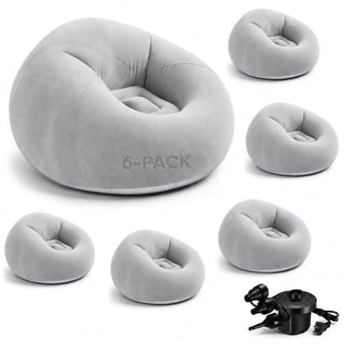 FuelFleet Inflatable Bean Bag Chairs 6 Pcs for Teens with Electric Air Pump