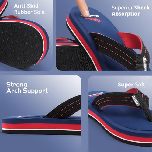 Image of Duosoft Men's Slipper Flip Flops, Brown, Anti-Skid Rubber Sole, Arch Support, Superior Shock Absorption, Super Soft