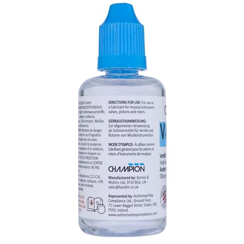 Champion Ventilöl für Trompete, Kornett, Euphonium, Tuba, Tenorhorn und weitere Blechblasinstrumente. Sorgt für schnelles, zuverlässiges Spiel. Hergestellt im Vereinigten Königreich. 50 ml