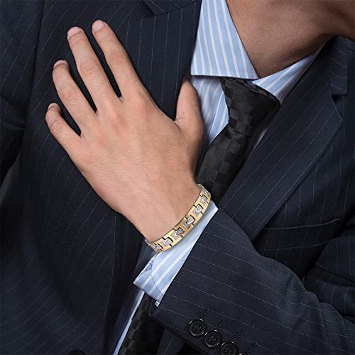 Abuzitos Pure Titanium Magnetic Therapy Bracelet Stainless Steel Ultra Strength Magnet Magnetic Bracelets For Men,Adjustable Length With Sizing Tool #TOP6
