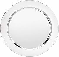 Kit Sousplat Redondo Aço Inox Polido Brilhante 30cm Para Mesa Posta Chique (Prata - 10 peças)