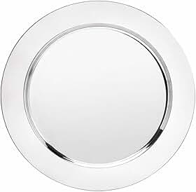 Kit Sousplat Redondo Aço Inox Polido Brilhante 30cm Para Mesa Posta Chique (Prata - 10 peças)