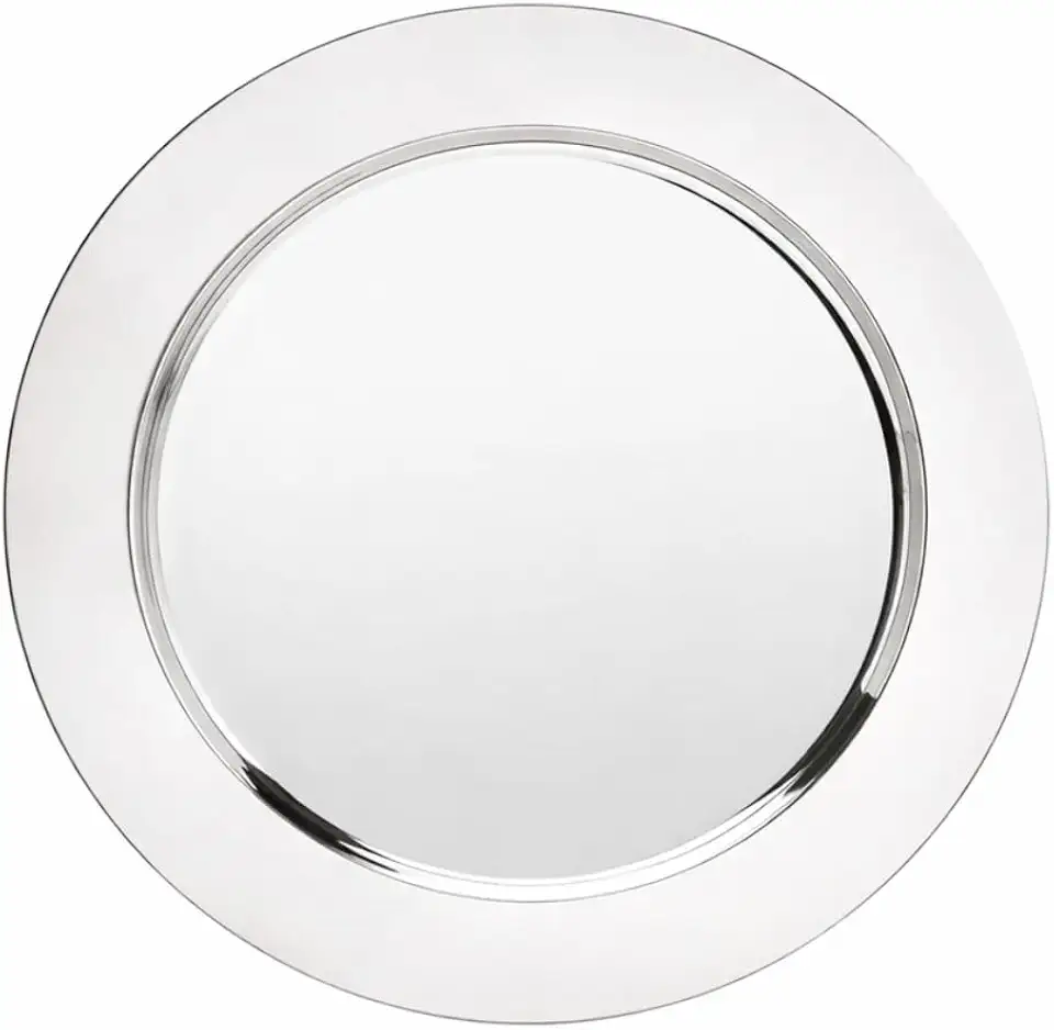 Kit Sousplat Redondo Aço Inox Polido Brilhante 30cm Para Mesa Posta Chique (Prata - 6 peças)