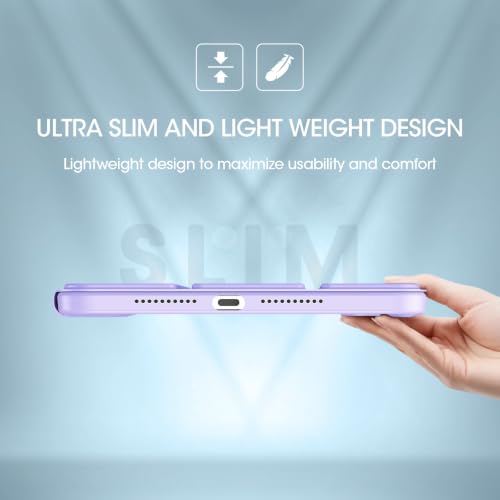 Image of ProCase Smart Case for iPad mini 7 A17 Pro 2024 /Mini 6 2021 8.3-Lightpurple | Slim iPad Mini 7th /6th Gen Case with Pencil Holder Hard Back Cover for iPad Mini 8.3 Inch 7th Gen /6th Gen