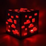 PixelLumens Lámpara LED Cubo Red Stone Miner - Luz Nocturna Roja para Gamers - Diseño Energía de Bloques para Dormitorio y Setup Gaming - Idea de Regalo para Fans de Videojuegos (REDSTONE)