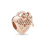 MiniJewelry Love You Lock Heart Charm for Bracelets Key to Heart Sterling Silver Charm for Girlfriend Girls Women, Rose Gold