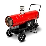 EBERTH Heizkanone Heizgebläse Ölheizgebläse Heizgerät Diesel Öl 20kW (Indirekt, 20L Tank, Thermostat, Überhitzungsschutz, Flammensicherung, Füllstandanzeige, Zündung & Ventilator 230V, Fahrgestell)