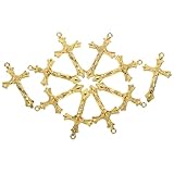 SAFIGLE Colgantes de Cruz Dorados de Aleación de Zinc, 10 Piezas, Dijes para Hacer Joyas, Collares y Pulseras, Accesorios para Manualidades Religiosas, Charms para Pulseras