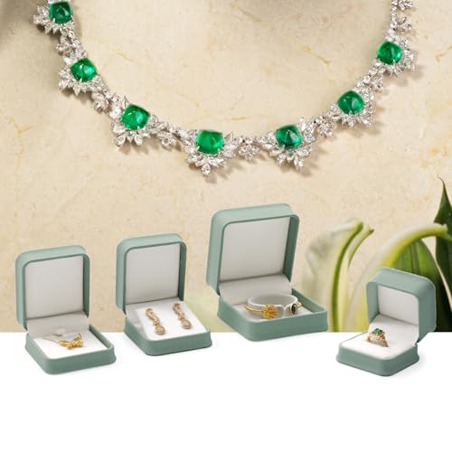 Velvet Ring Boxes Jewelry Gift Box Ring Holder Case for Birthday, Proposal, Engagement, Wedding, Valentine's Day(Green)