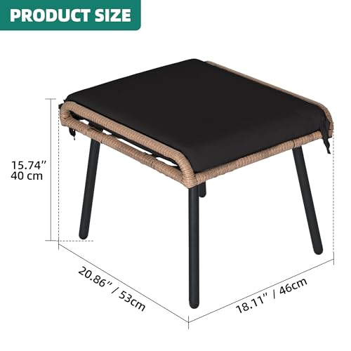 Yitahome MAYIHU7ASH 2-Piece Outdoor Wicker Ottoman, All-Weather Patio Rattan Foot Rest thumb #3