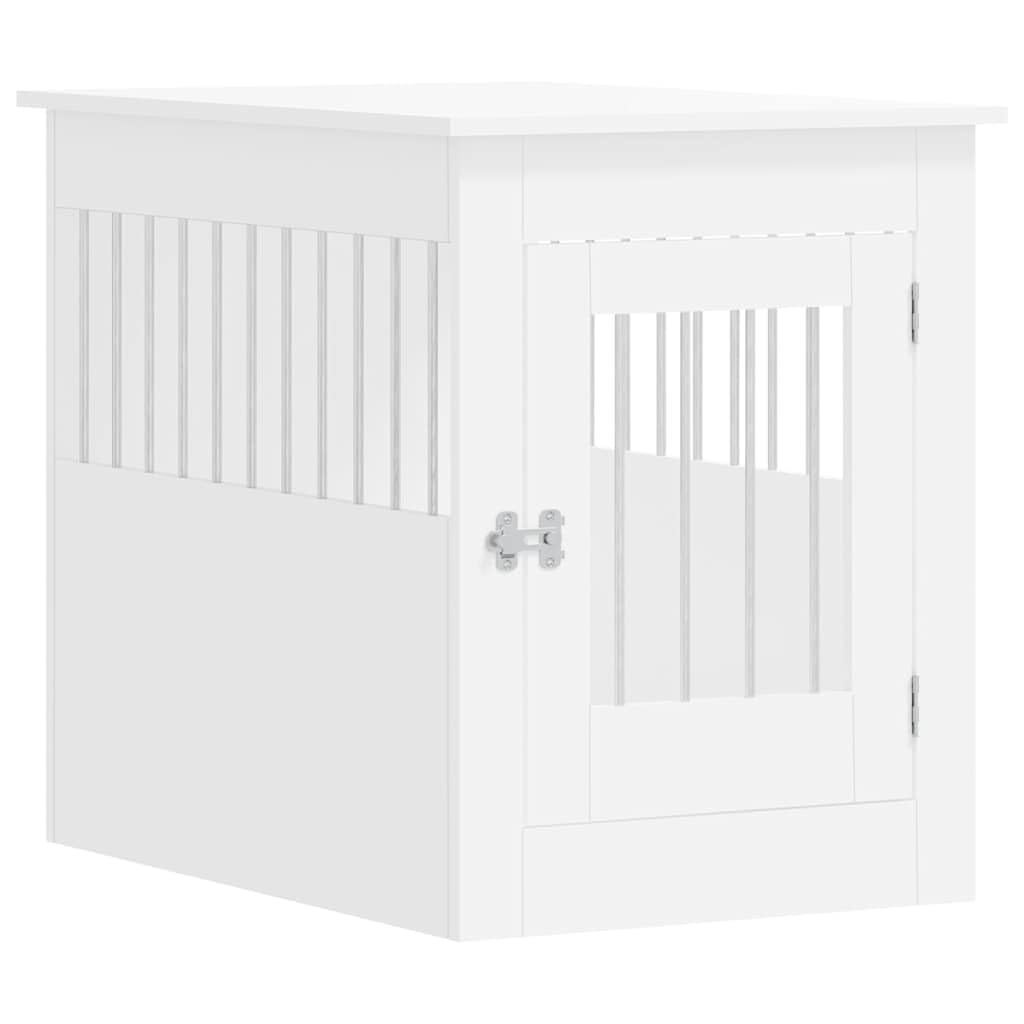 vidaXL Dog Crate Furniture, Doghouse with Fence, Dog Kennel with Lockable door, Dog Cage for Indoor Living Room, White Engineered Wood — image 1