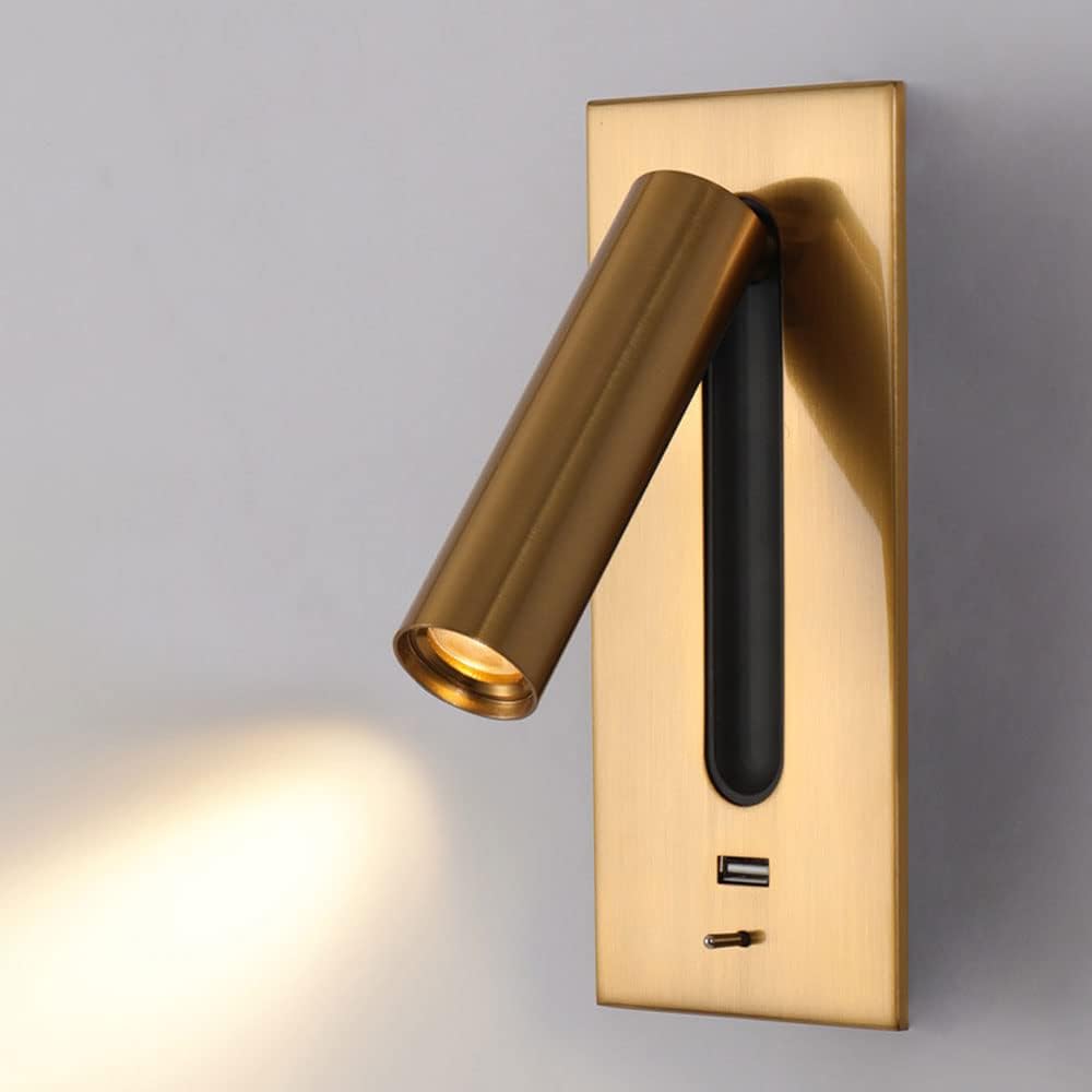 Bracket Light Spotlight, Lights, Recessed Bedside Sconces LED with USB Port/, Rotatable Night Fixture for Bedroom Living Room Hotel, 3000K Wall lamp