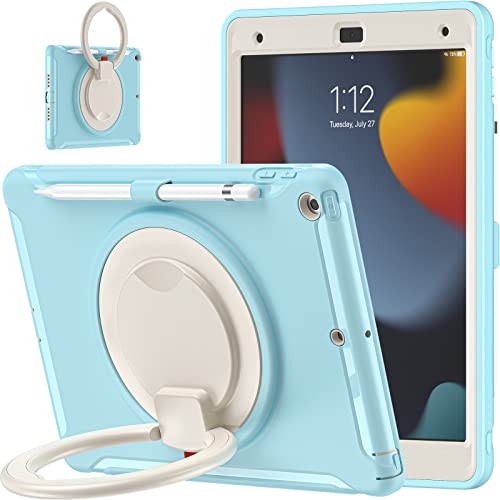 Coque iPad 10.2 bleu clair robuste avec support pour toute la famille
