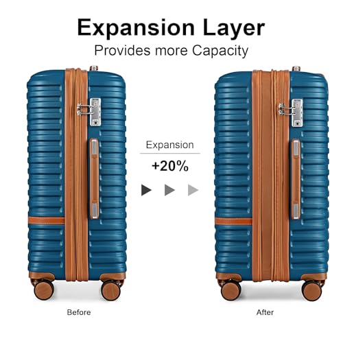 Joyway Carry On Luggage 20 Inch Expandable Suitcase with Spinner Wheel, 3 Piece Hard Shell Luggage Set with TSA Lock(Navy Blue)