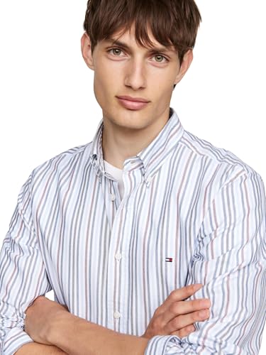 Image of Tommy Hilfiger Men's Long Sleeve Oxford Shirts in Regular Fit, Men's Button Down Shirts, Also Available in Big and Tall