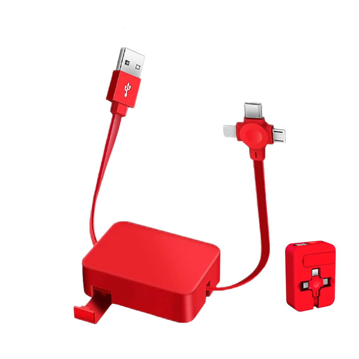 Gartmost 3-in-1 Ladekabel – Einziehbar, Mit USB-C, Micro-USB & Handyhalterung, Schwarz/grün