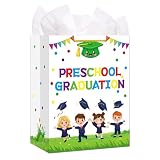 WALENGIF Preschool Graduation Gifts Bag 2026-13" Preschool Grad Gift Bags with Tissue Papers Handles Kids Graduation Wrapping Paper Bag for Daughter Son Students Boys Girls