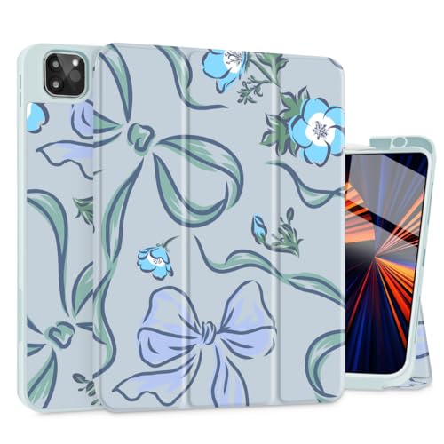 Housse iPad Pro 11 2024 en TPU souple antichoc avec imprimé fleurs et nœuds