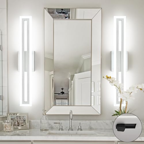 Image of SOLFART Brushed Nickel Vanity Lights for Bathroom 5 Color Adjustable Dimmable 24 Inch Led Vanity Light 5CCT