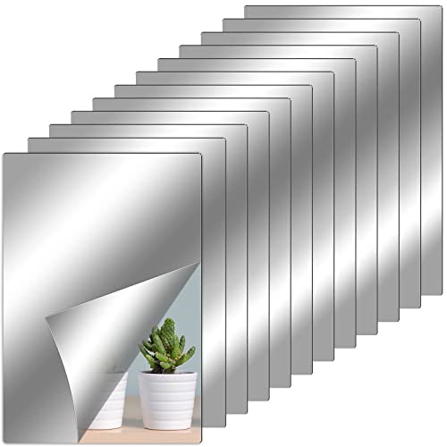 Augshy Lot de 12 carreaux de miroir autocollants 15 × 23 cm pour décoration murale de salle de bain Cover